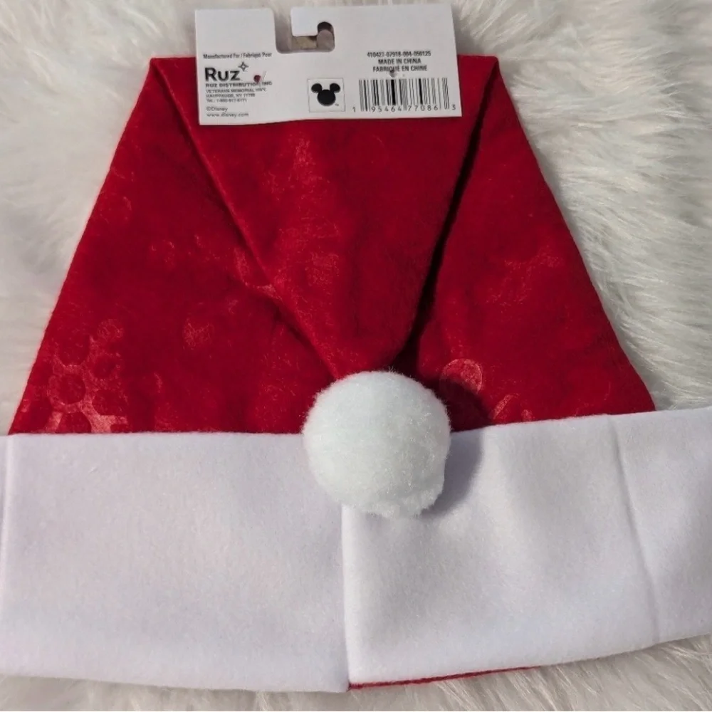 Disney Festive Red Santa Hat with Mickey and Pluto
